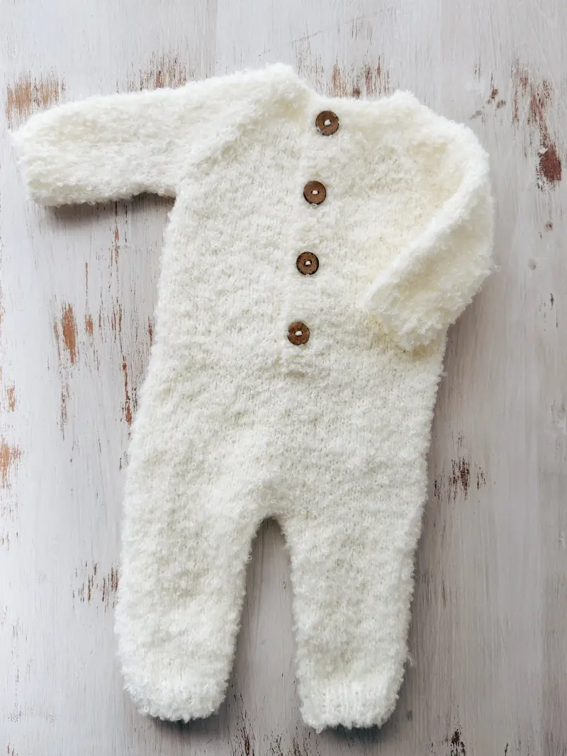 Handmade White Bunny Outfit Set - Newborn Photography Props - Image 3